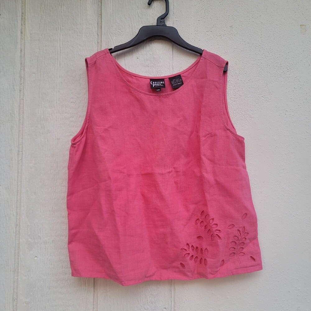 Cascading Concepts Pink Sleeveless Eyelet Hem Tank